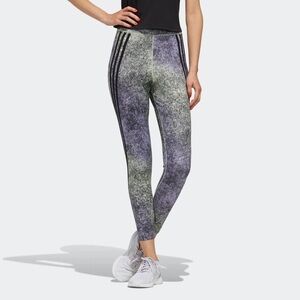 Adidas 7/8 Workout Leggings Yellow/Lavender Splatter Womens XL #1819